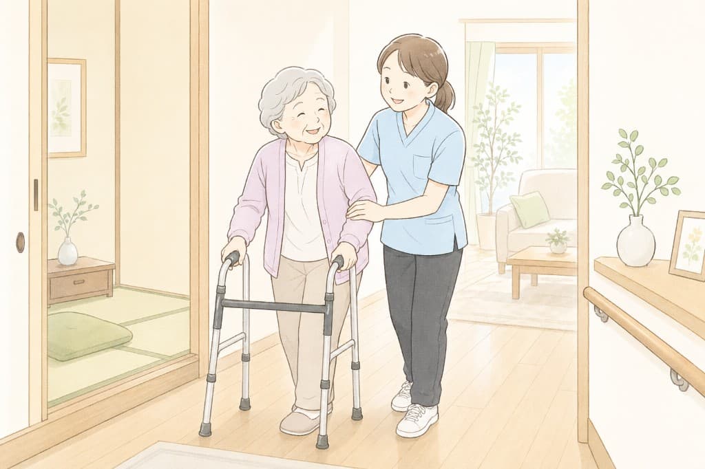 ご自宅での施術の様子イラスト